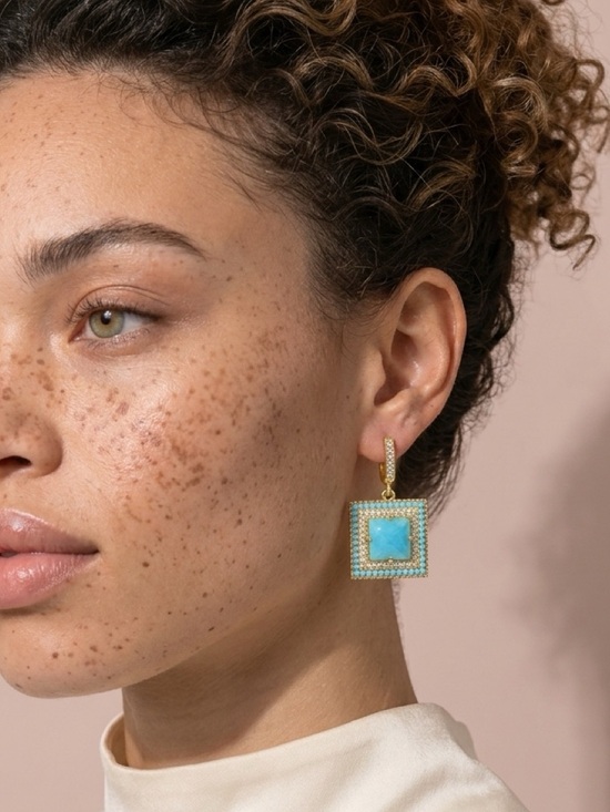 Anthropologie Jewelry - Gold Turquoise Drop Earrings